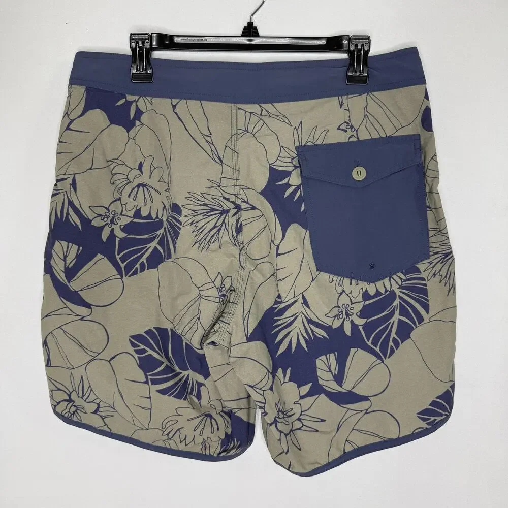 Patagonia Swim Shorts Mens 34 Beige Tropical Floral Stretch Quick Dry Beach